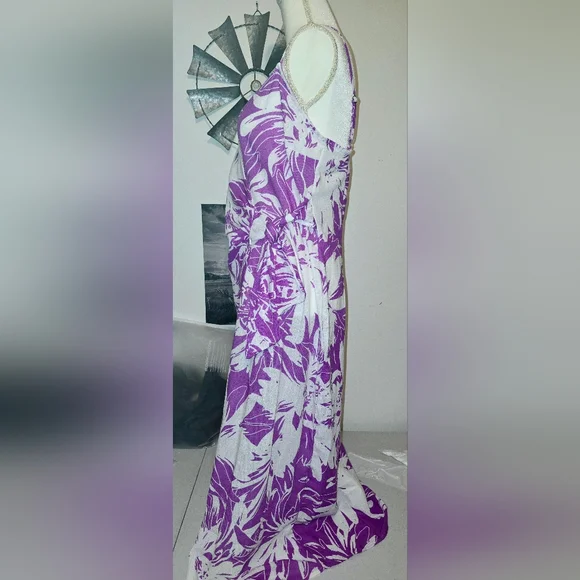 Purple Hawaiian Style Dress Large - Picture 10 of 14